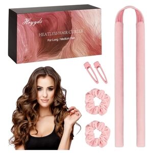 Free Heatless Hair Curler Set Pink Velvet